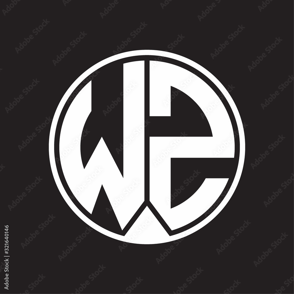 WZ Logo monogram circle with piece ribbon style on black background WZ Logo monogram circle with piece ribbon style on black background