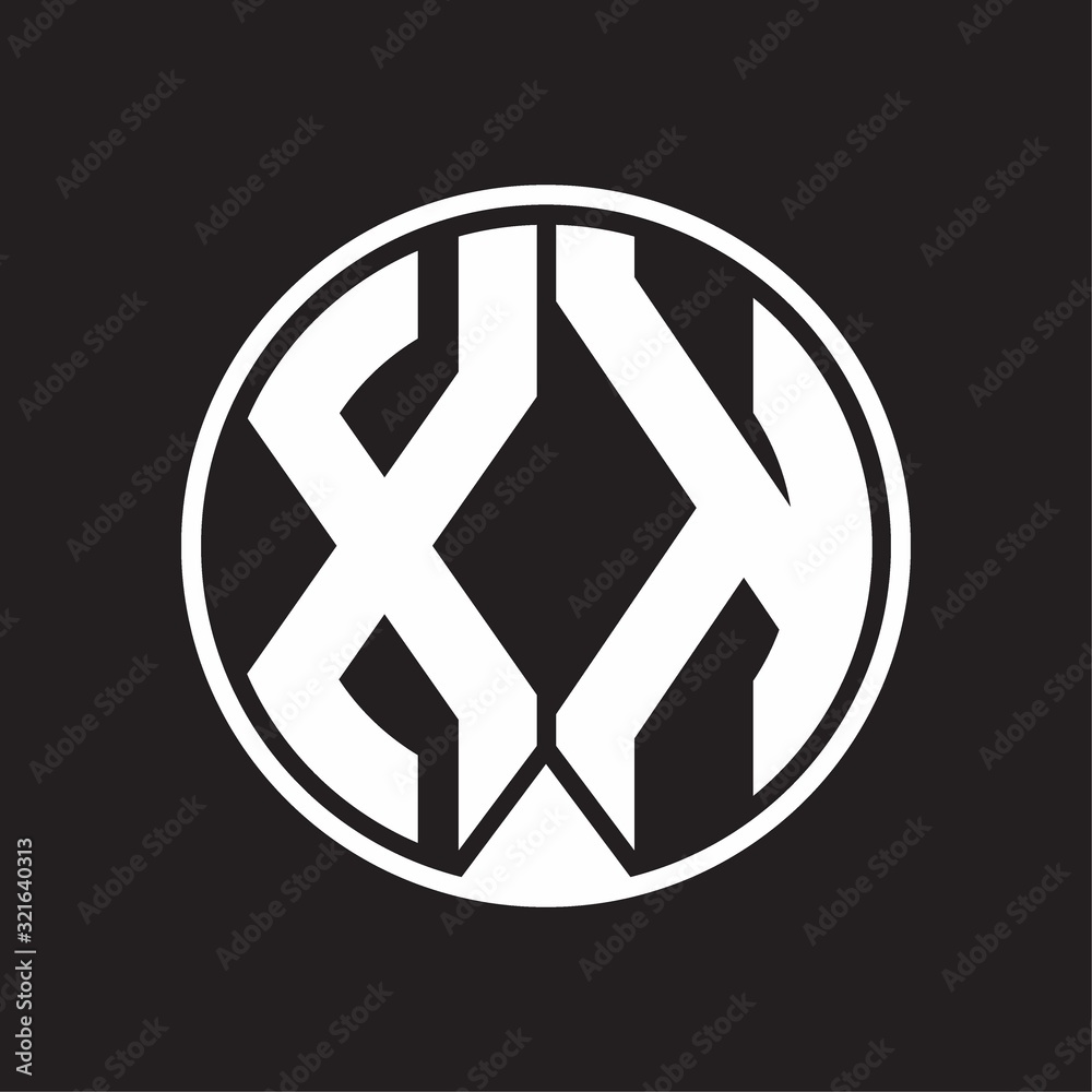XK Logo monogram circle with piece ribbon style on black background XK Logo monogram circle with piece ribbon style on black background