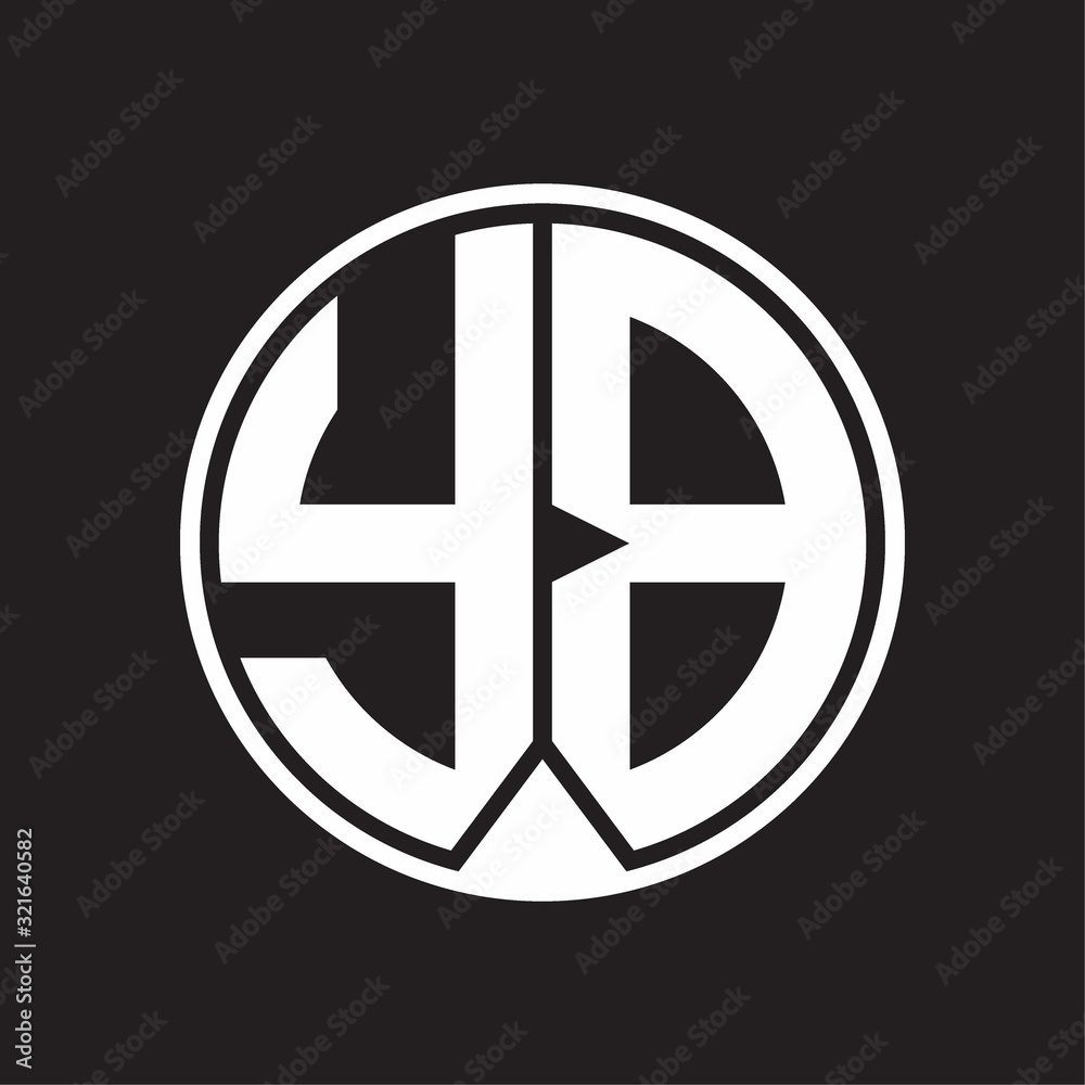 YB Logo monogram circle with piece ribbon style on black background YB Logo monogram circle with piece ribbon style on black background