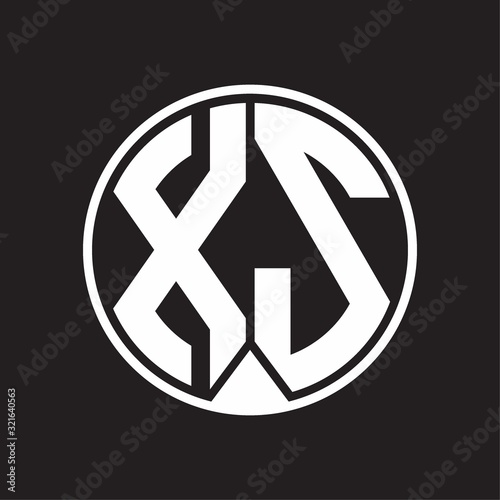 XS Logo monogram circle with piece ribbon style on black background