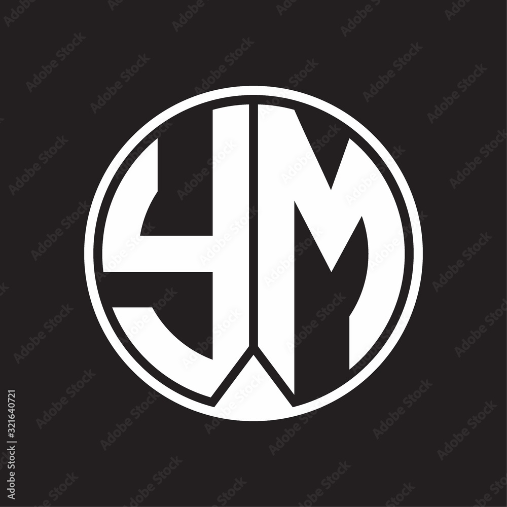 YM Logo monogram circle with piece ribbon style on black background YM Logo monogram circle with piece ribbon style on black background