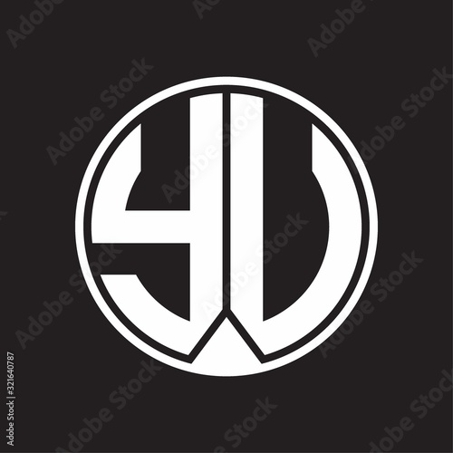 YU Logo monogram circle with piece ribbon style on black background