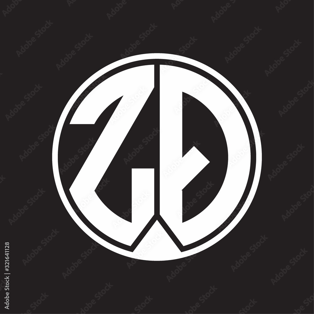ZQ Logo monogram circle with piece ribbon style on black background