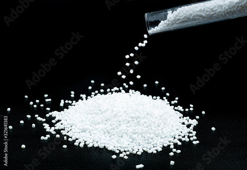 Close up of  plastic polymer granules, Plastic beads