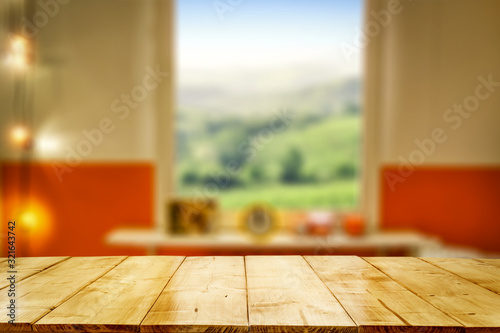 Desk of free space and window sill background 