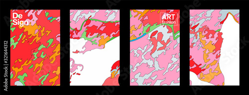 Cover and Poster Design Template for Magazine. Trendy Abstract Colorful Geometric and Curve Vector Illustration Collage with Typography for Cover, book, social media story, and Page Layout Design.