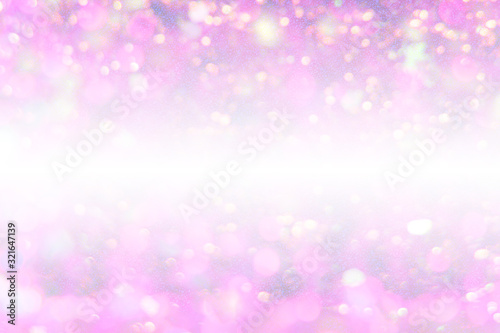 white and pink bokeh background with glitter.