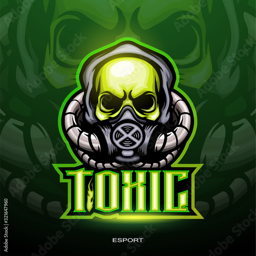 Toxic skull mascot logo for electronic sport gaming logo.