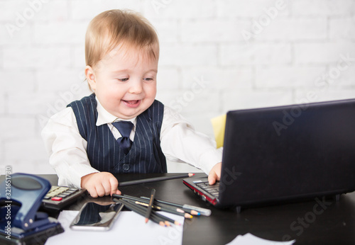 Little businessman boy