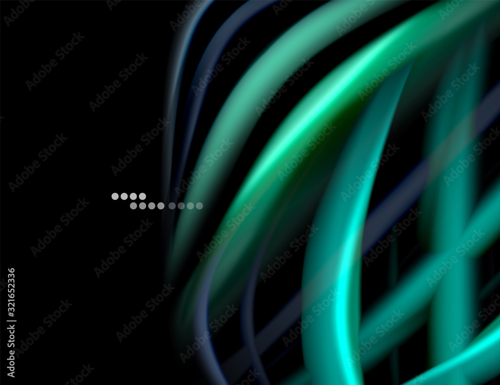 Silk smooth lines on black, liquid fluid color waves. Vector Illustration Silk smooth lines on black, liquid fluid color waves. Vector Illustration