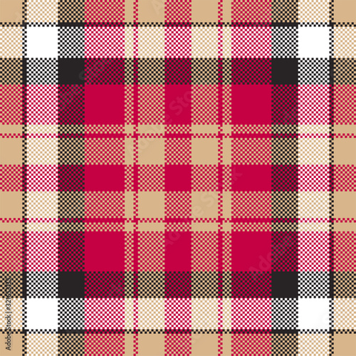 Pixel background vector design. Modern seamless pattern plaid. Square texture fabric. Tartan scottish textile. Beauty color madras ornament.