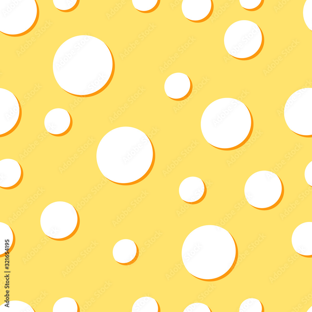 Cheese with holes vector seamless pattern on white background.