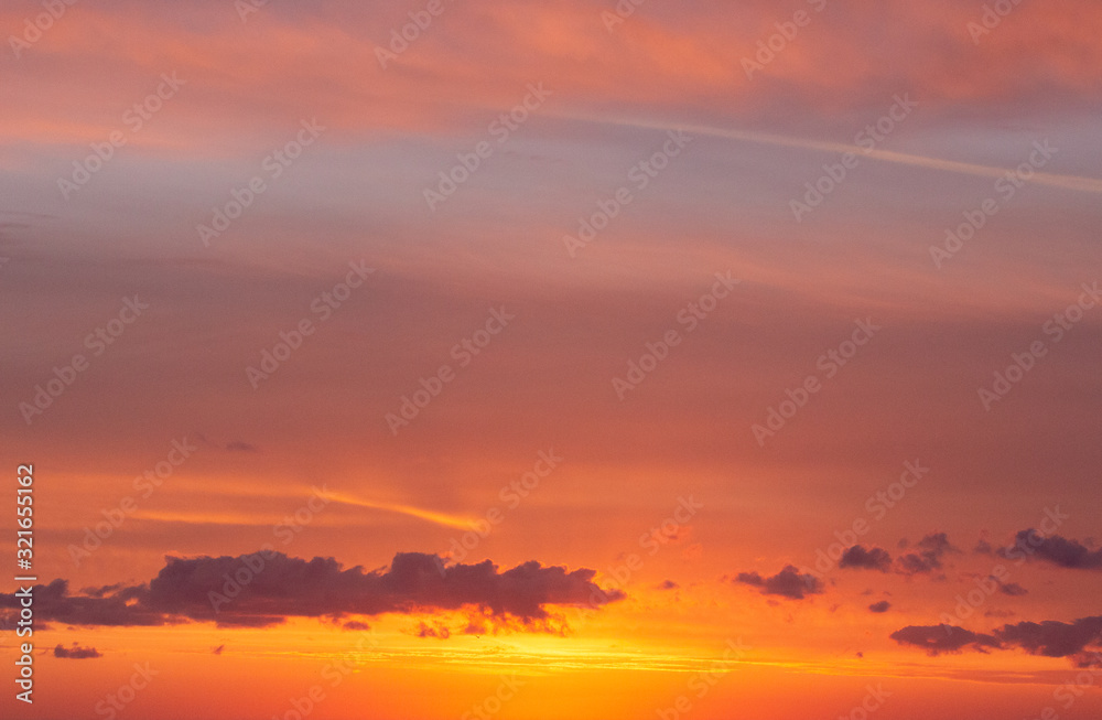 orange morning sky with clouds