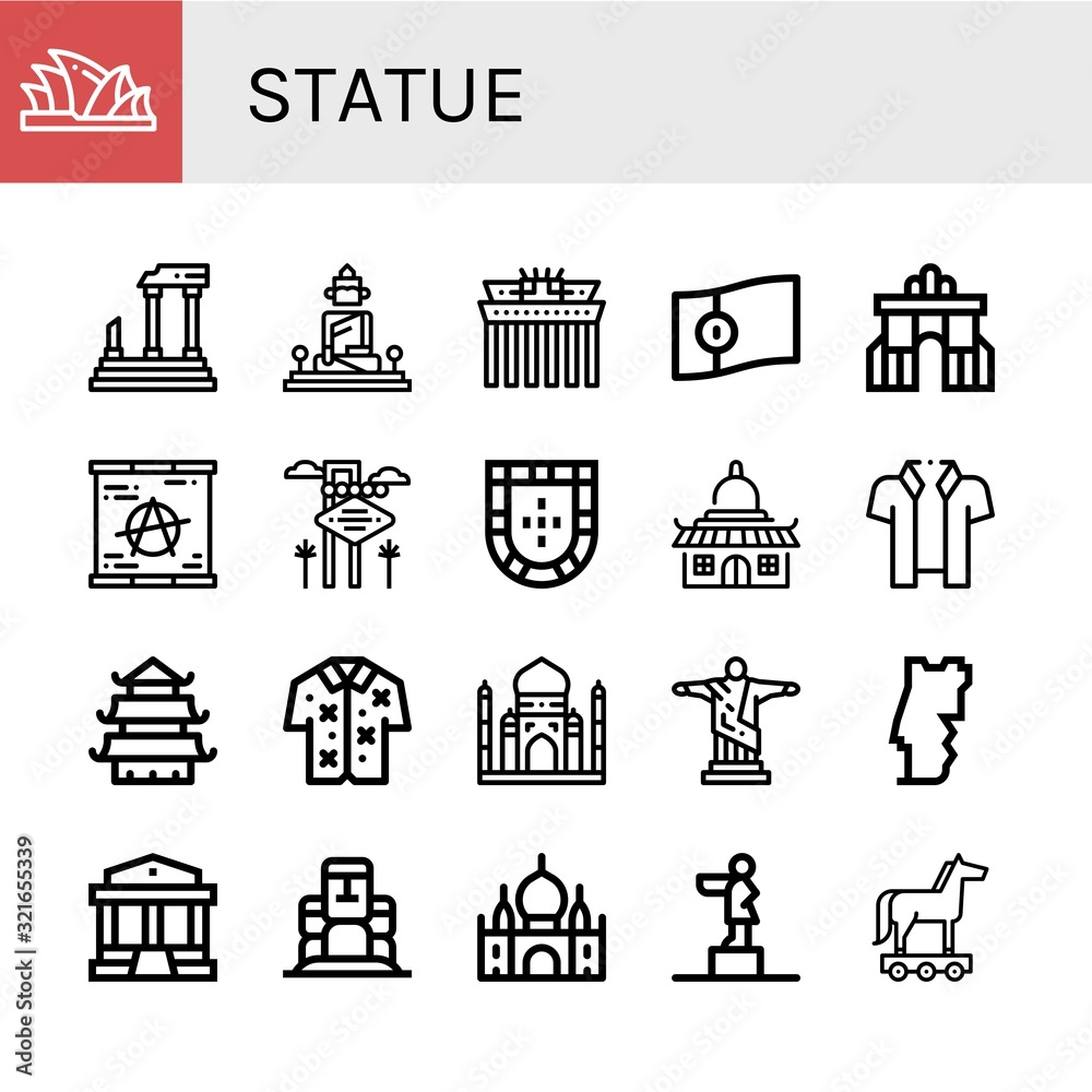 statue simple icons set