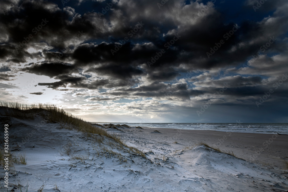 Baltic sea coast in winter day.