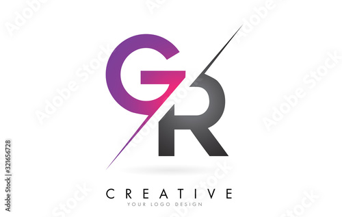 GR G R Letter Logo with Color block Design and Creative Cut.