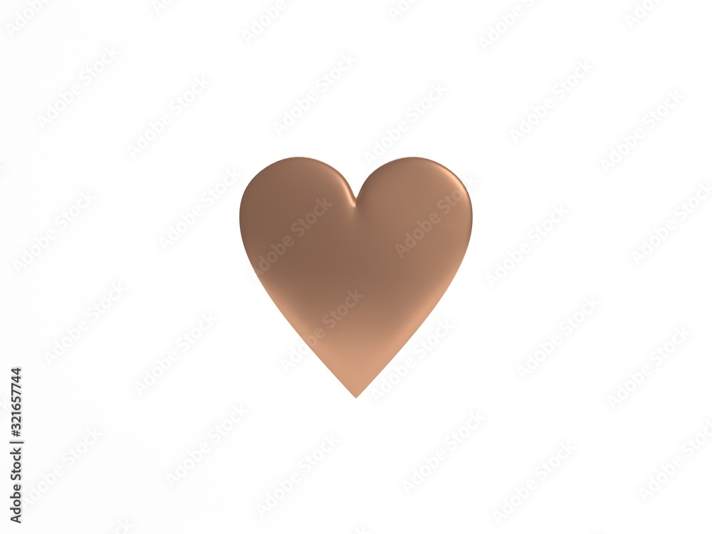 Matte Golden Heart isolated on white