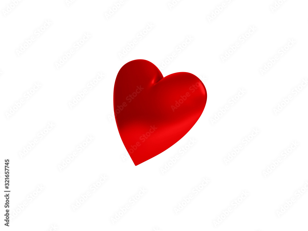 Matte Red Heart isolated on white