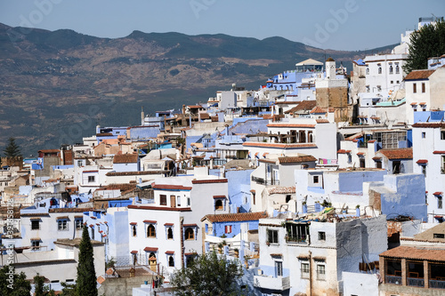 Landscape view of blue pearl of Morocco - Chefchaouen town © leospek