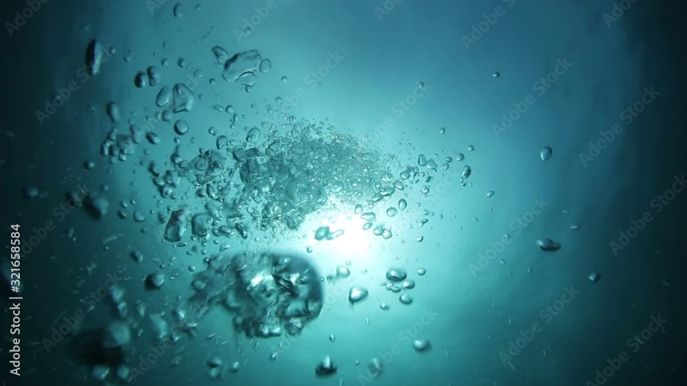Slow motion underwater bubbles video