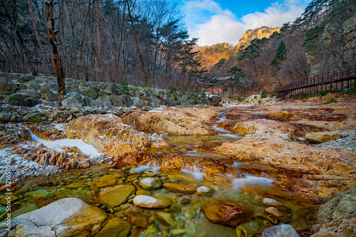 Clear waters of the mountain streams in Oseak Valley  Seoraksan National Park Korea