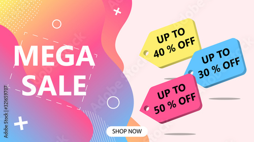 mega sale discounts of 50, 40, 30 percent. liquid background
