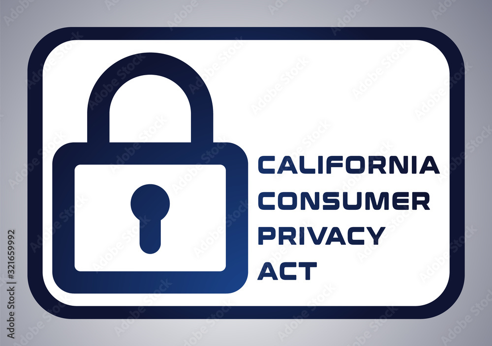 California consumer privacy act or CCPA symbol with lock flat vector icon for apps and websites California consumer privacy act or CCPA symbol with lock flat vector icon for apps and websites