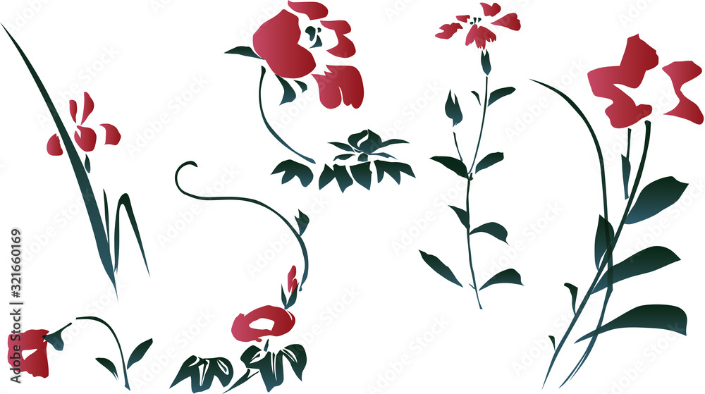 浮世絵 花 植物 その3 Stock Vector Adobe Stock