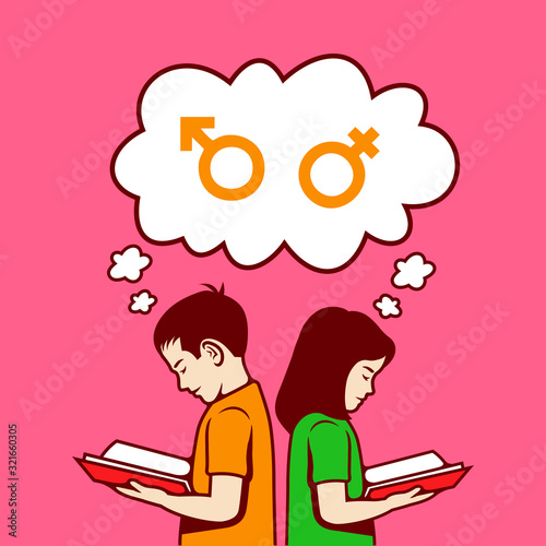 Sex Education For Kids Vector Color Cartoon Illustration - Vector