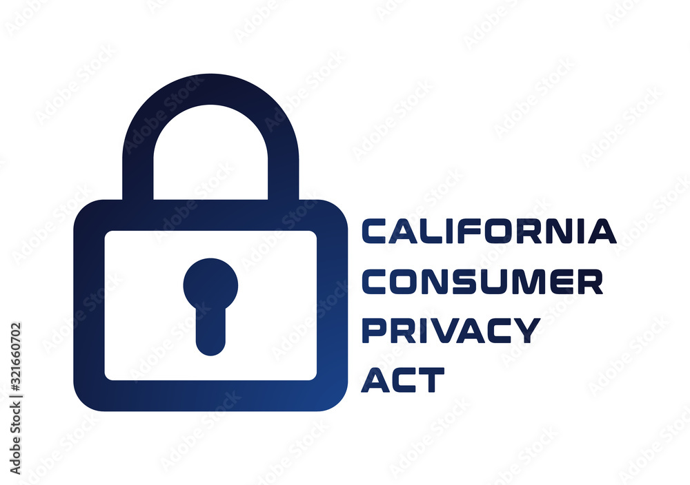California consumer privacy act or CCPA symbol with lock flat vector icon for apps and websites California consumer privacy act or CCPA symbol with lock flat vector icon for apps and websites