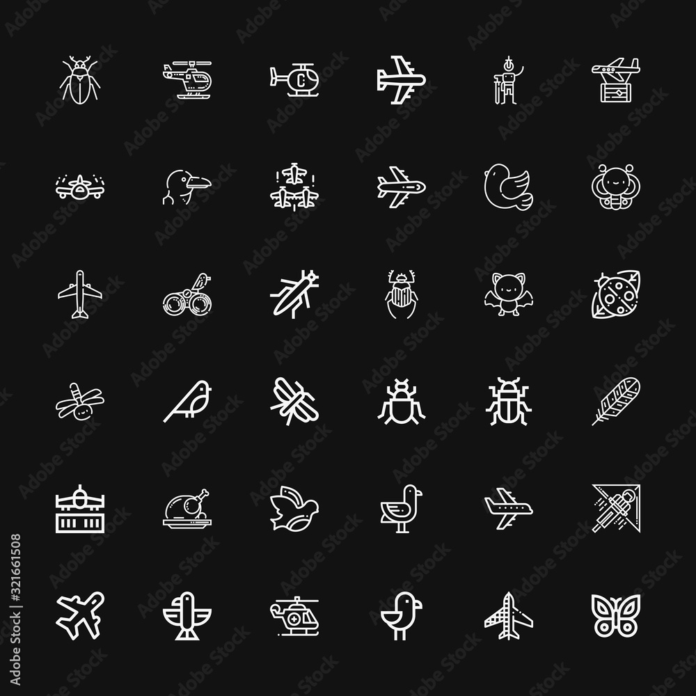 Editable 36 wing icons for web and mobile