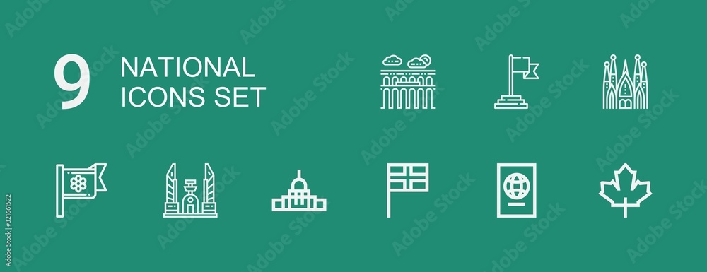 Editable 9 national icons for web and mobile Editable 9 national icons for web and mobile