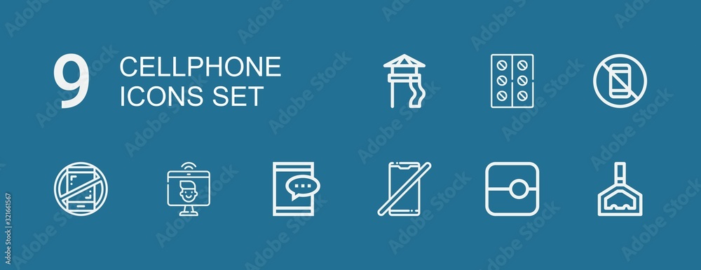 Editable 9 cellphone icons for web and mobile