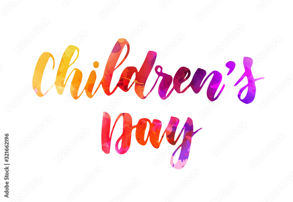 Children's day watercolor lettering