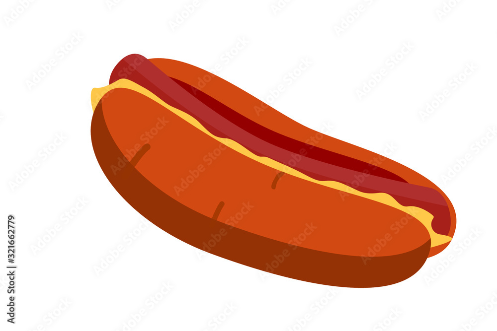 Vector flat image of a hot dog on a white background Vector flat image of a hot dog on a white background