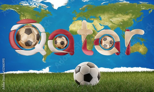 Qatar symbol. soccer ball s...