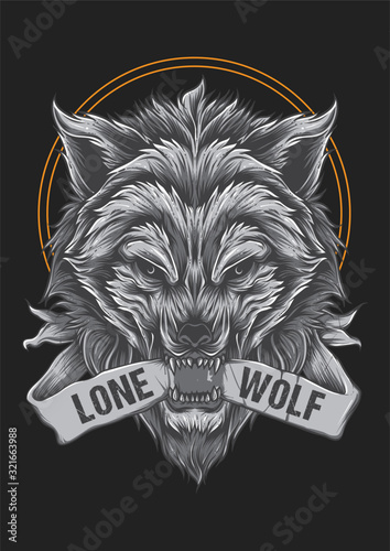 Angry Wolf Beast Face Illustration Tshirt
