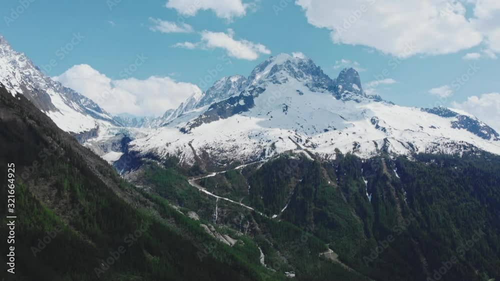 Landscape of snow-capped mountains and Blue sky, topview, drone shooting Landscape of snow-capped mountains and Blue sky, topview, drone shooting