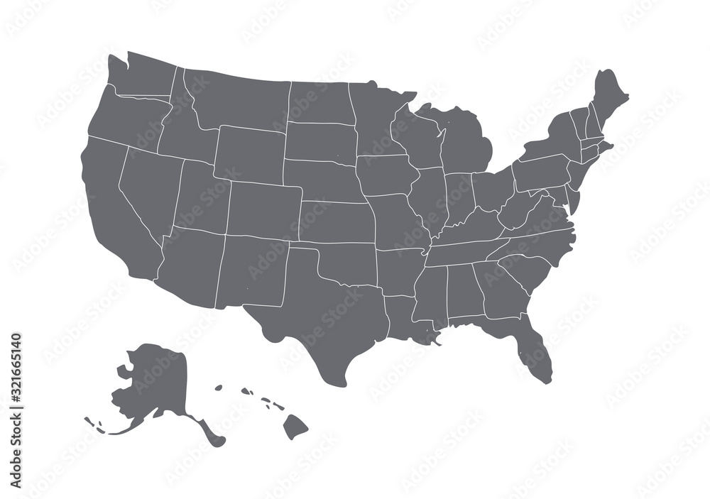 USA map isolated on white background Stock Illustration | Adobe Stock