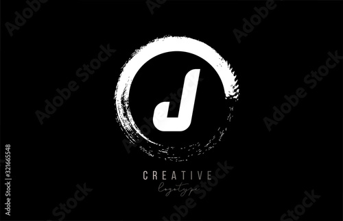 company business J letter alphabet circle logo black grunge icon design template company