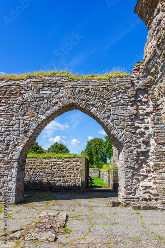 Old archway at Gudhem's monastery ruin in Sweden