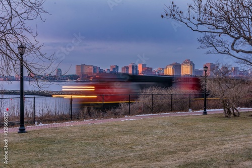 moving train with Halifax N.S. in background photo