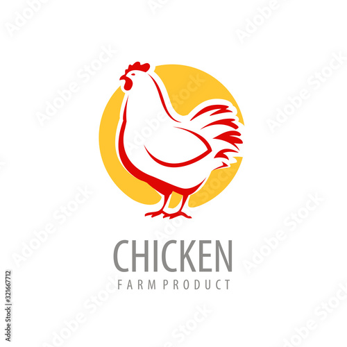 Chicken logo or label. Farm animal symbol vector