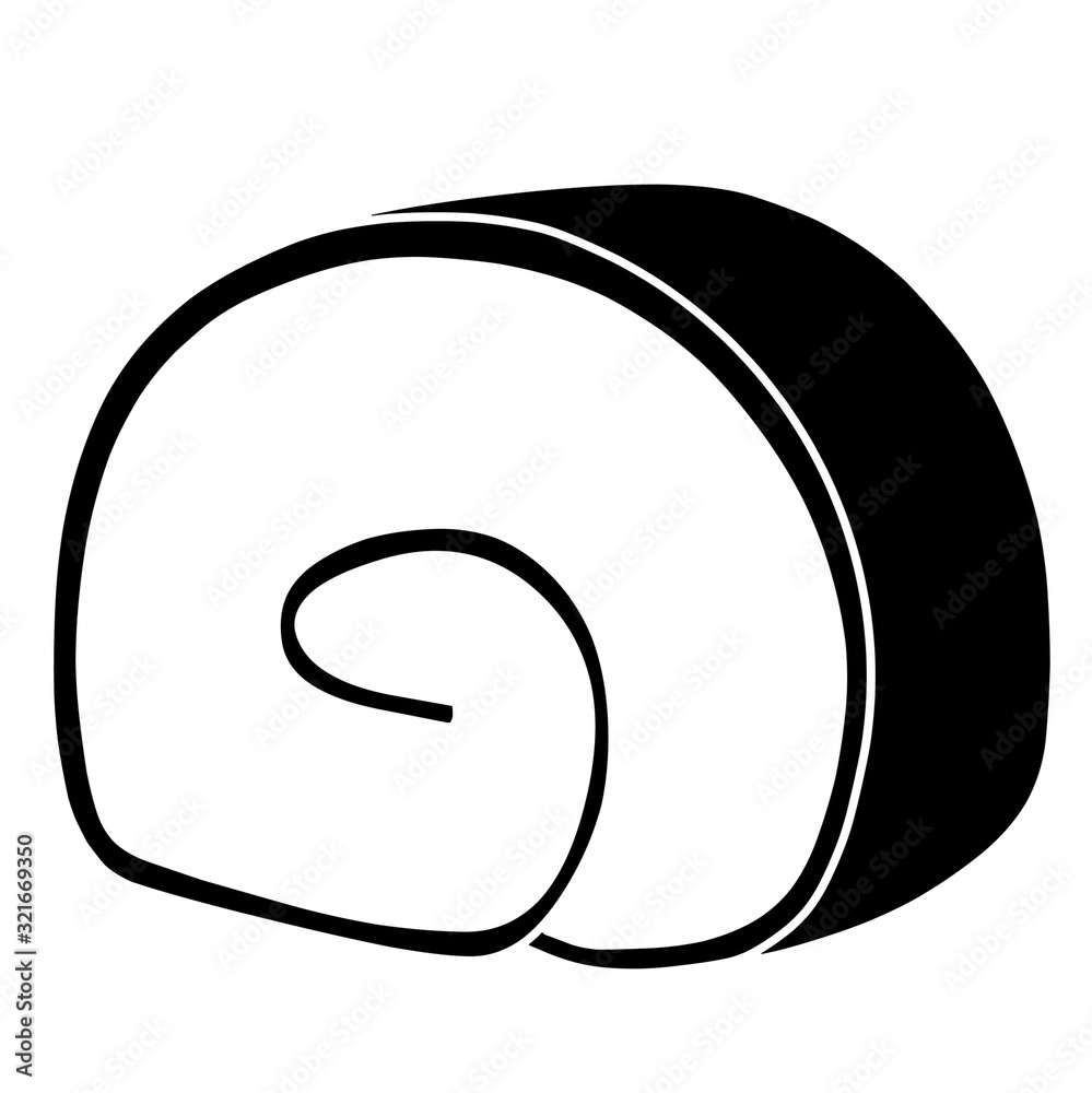 black icon of rolled cake black icon of rolled cake