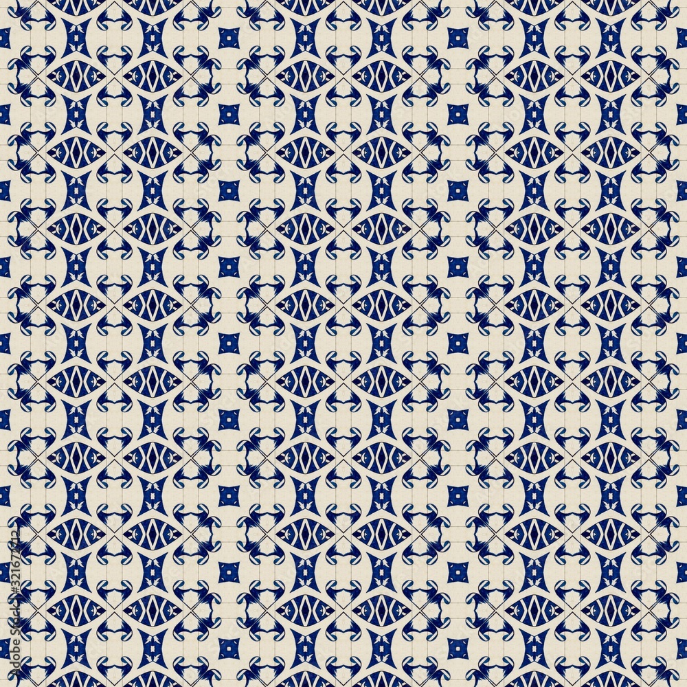 seamless indigo intense blue geometric pattern