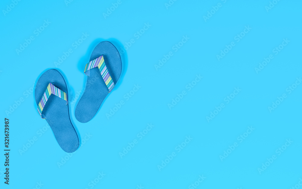 Rubber slippers on pastel background. Rubber slippers on pastel background.