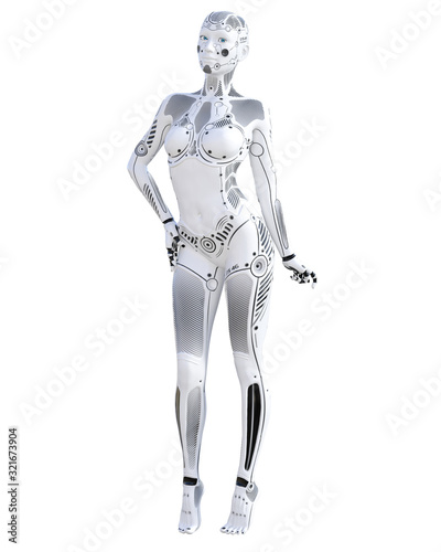 Fotografie, Obraz Woman robot. Metal droid. Artificial Intelligence.