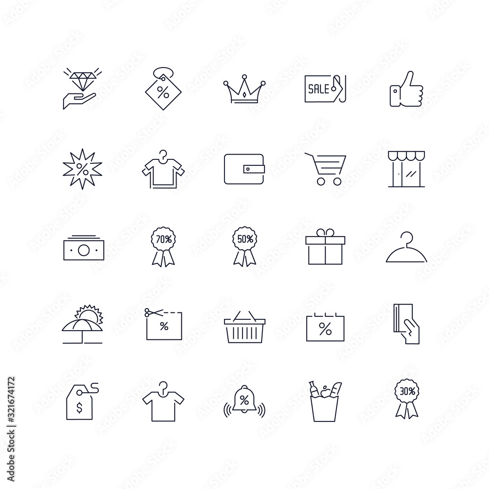 Line icons set. Sale pack. Vector illustration.