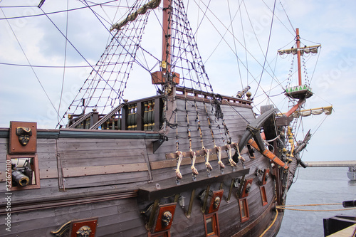 Gdynia, Poland - May 07, 2014: Interesting ship on the waterfront. 