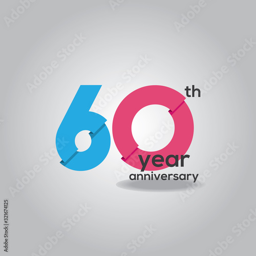 60 Years Anniversary Celebration Blue and White Vector Template Design Illustration